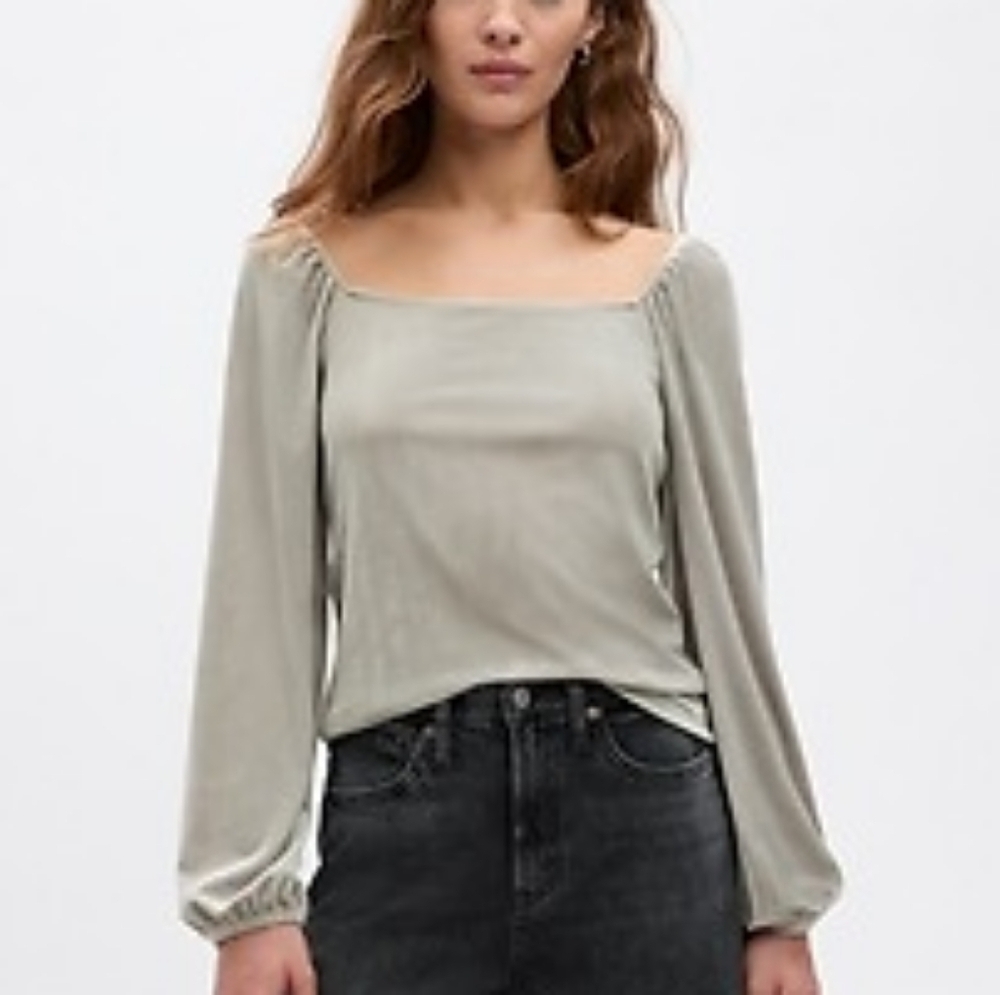 GAP Crushed Velvet Silver Cropped Top Sz XXL NWT Gothic Whimsy Romantic Glam